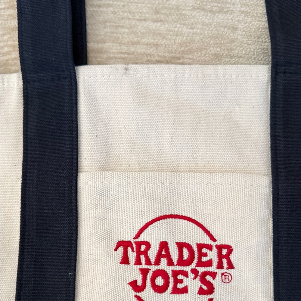 Trader Joe's Cream and Black Mini Canvas Tote Bag - Picture 5 of 5